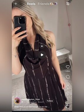 H&M scoop Halter neck Mini Dress - Brown medium